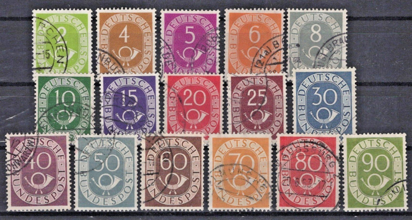 Germany 670-685 Used FVF 1951 Numerals & Post Horn ZAYIX