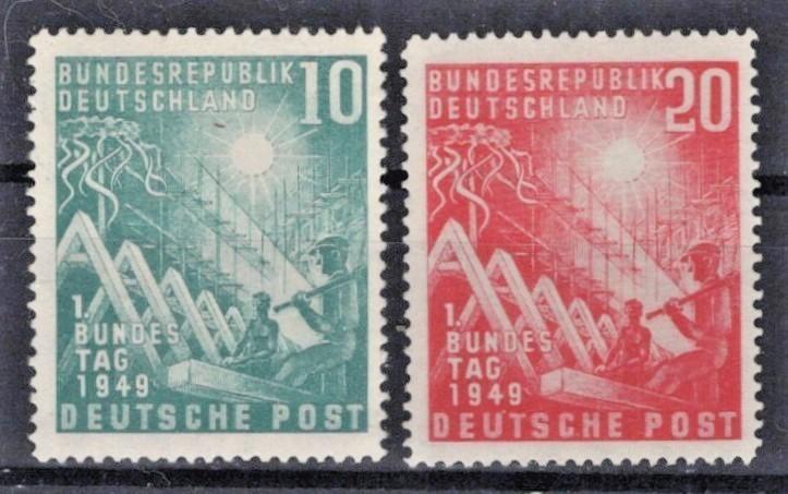 Germany 665-666 MNH VF 1949 Reconstruction Gum Disturbance #665 ZAYIX