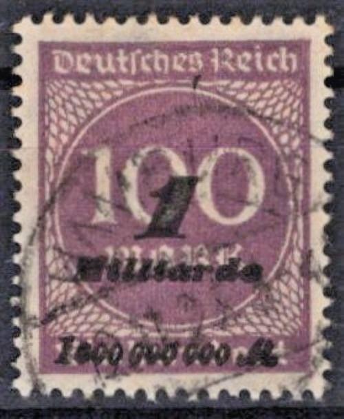 Germany 310 Used VFXF 1923 1mlrd m on 100m violet Numerals Inflation ovpt ZAYIX
