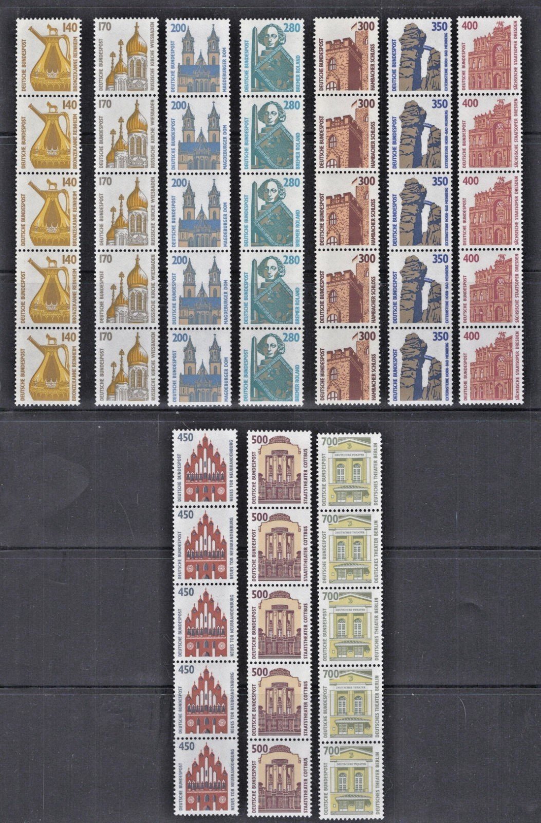 Germany 1515A 1540A MNH VF 1987 Historic Sites Coil Strips Control # ZAYIX