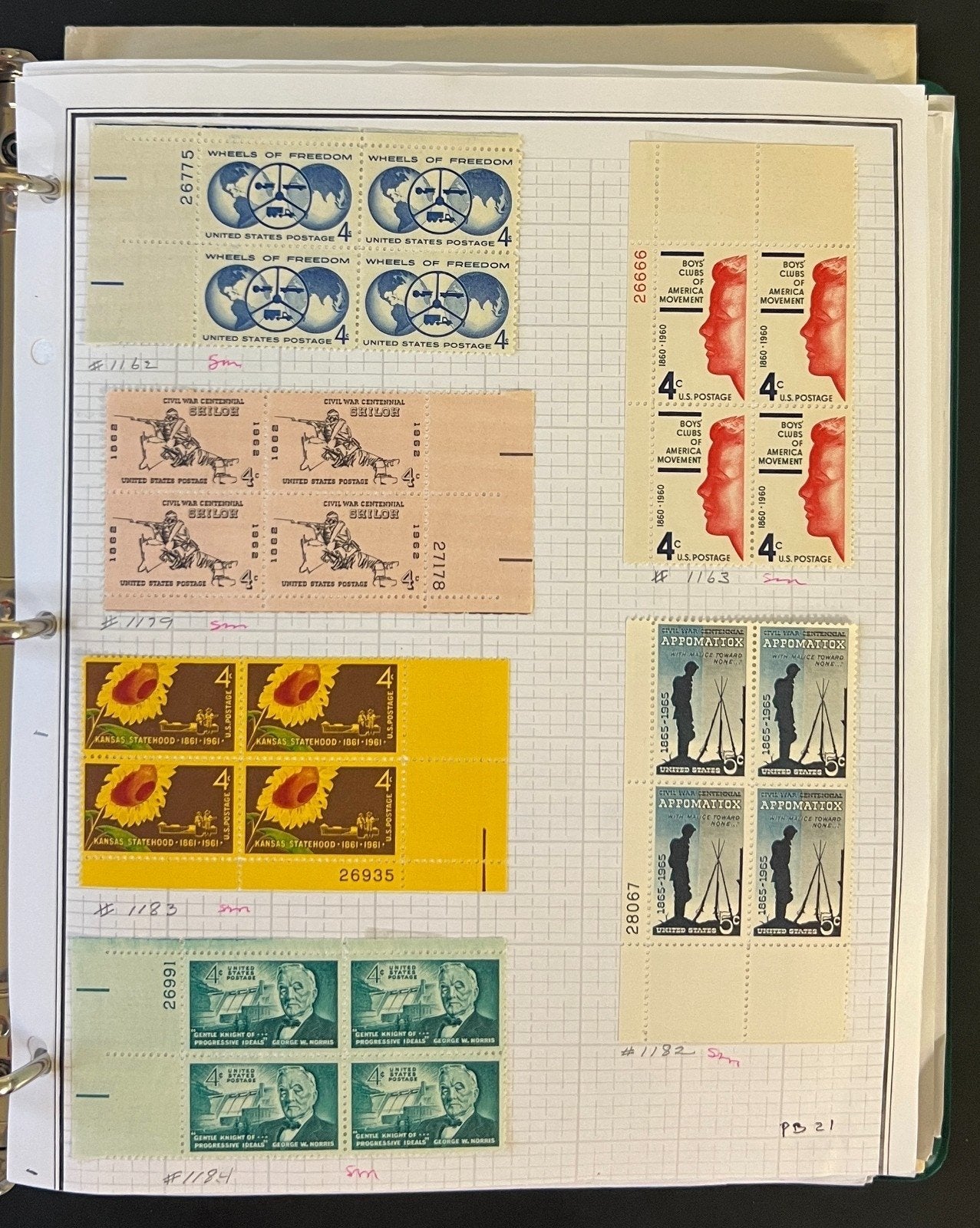 United States Plate Block Stamp Collection Mystic Album Mint & Used ZAYIX