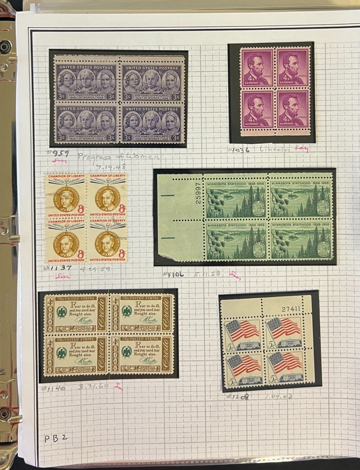 United States Plate Block Stamp Collection Mystic Album Mint & Used ZAYIX