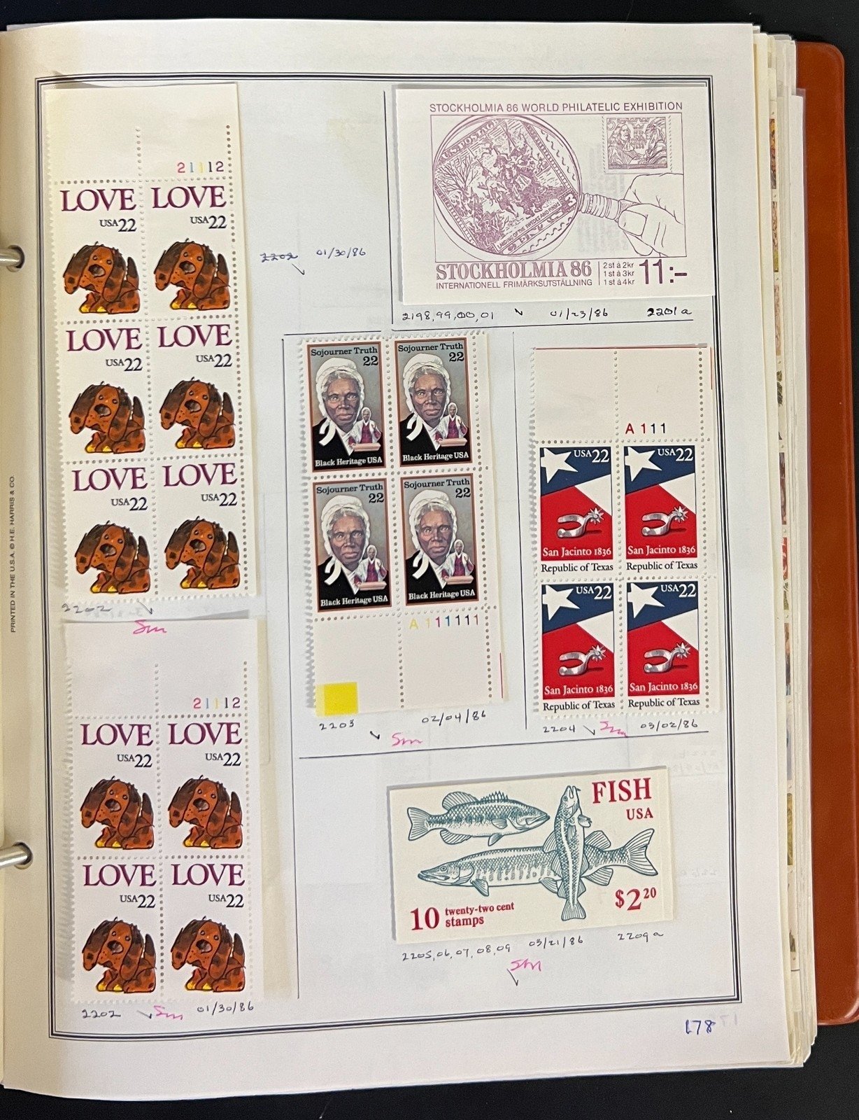 United States Plate Block Stamp Collection Album ZAYIX