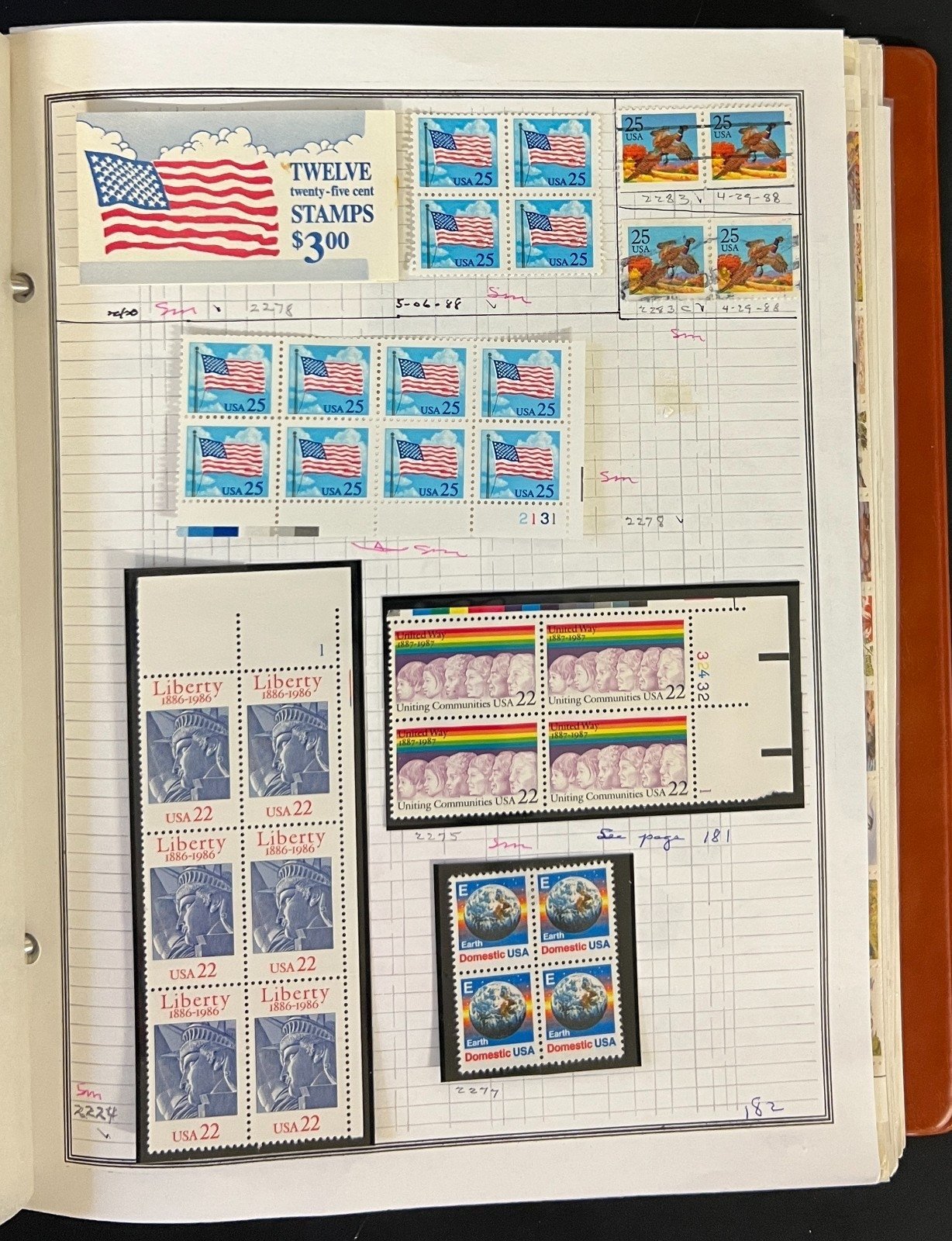 United States Plate Block Stamp Collection Album ZAYIX