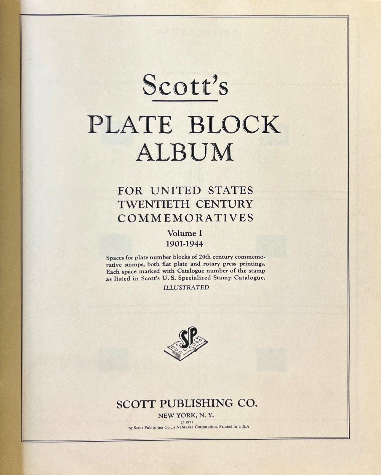 United States Plate Block Stamp Album Scott Specialty Binder 1901-1944 ZAYIX