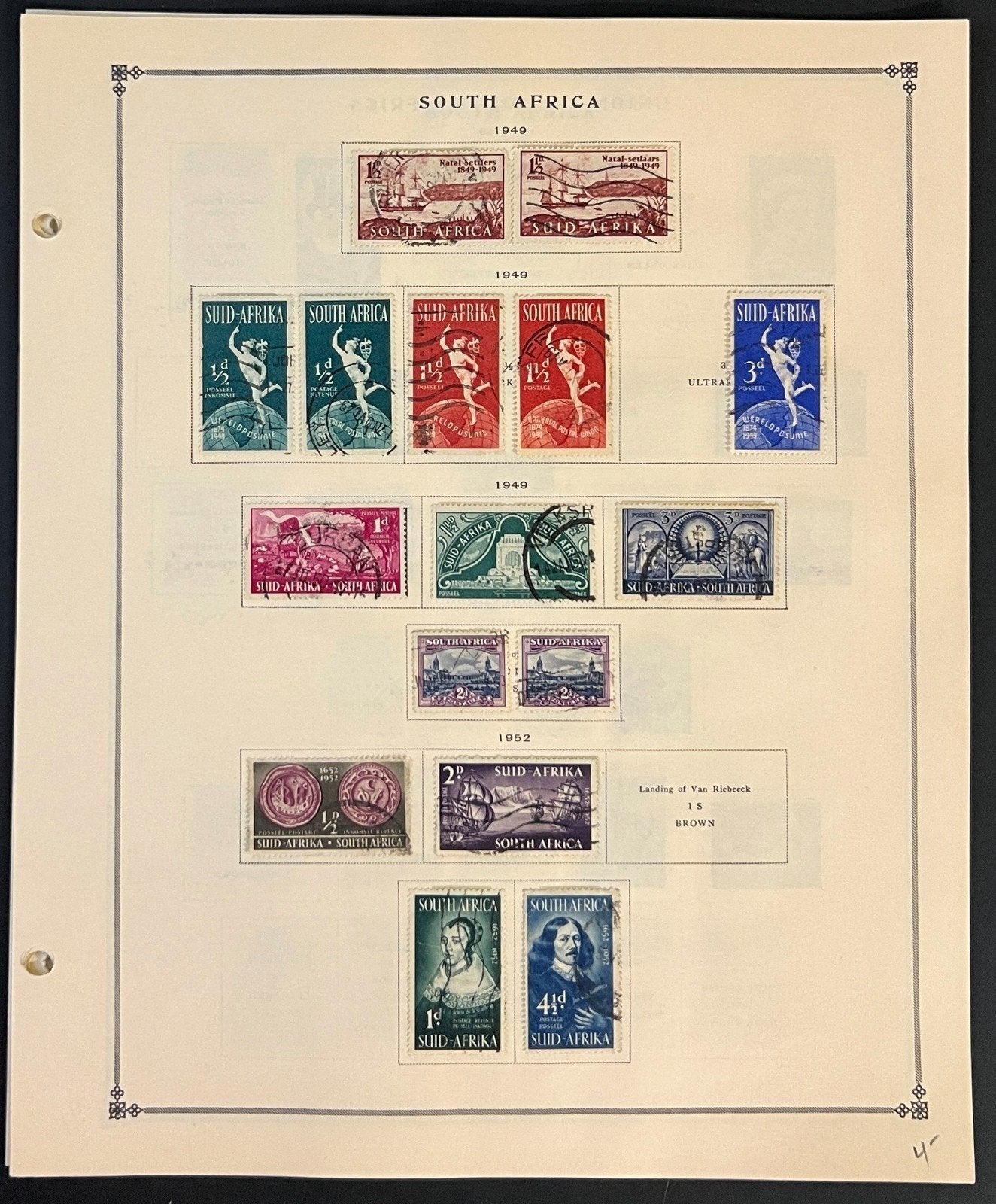 South Africa Stamp Collection Pages Mint & Used 1941-1977 ZAYIX