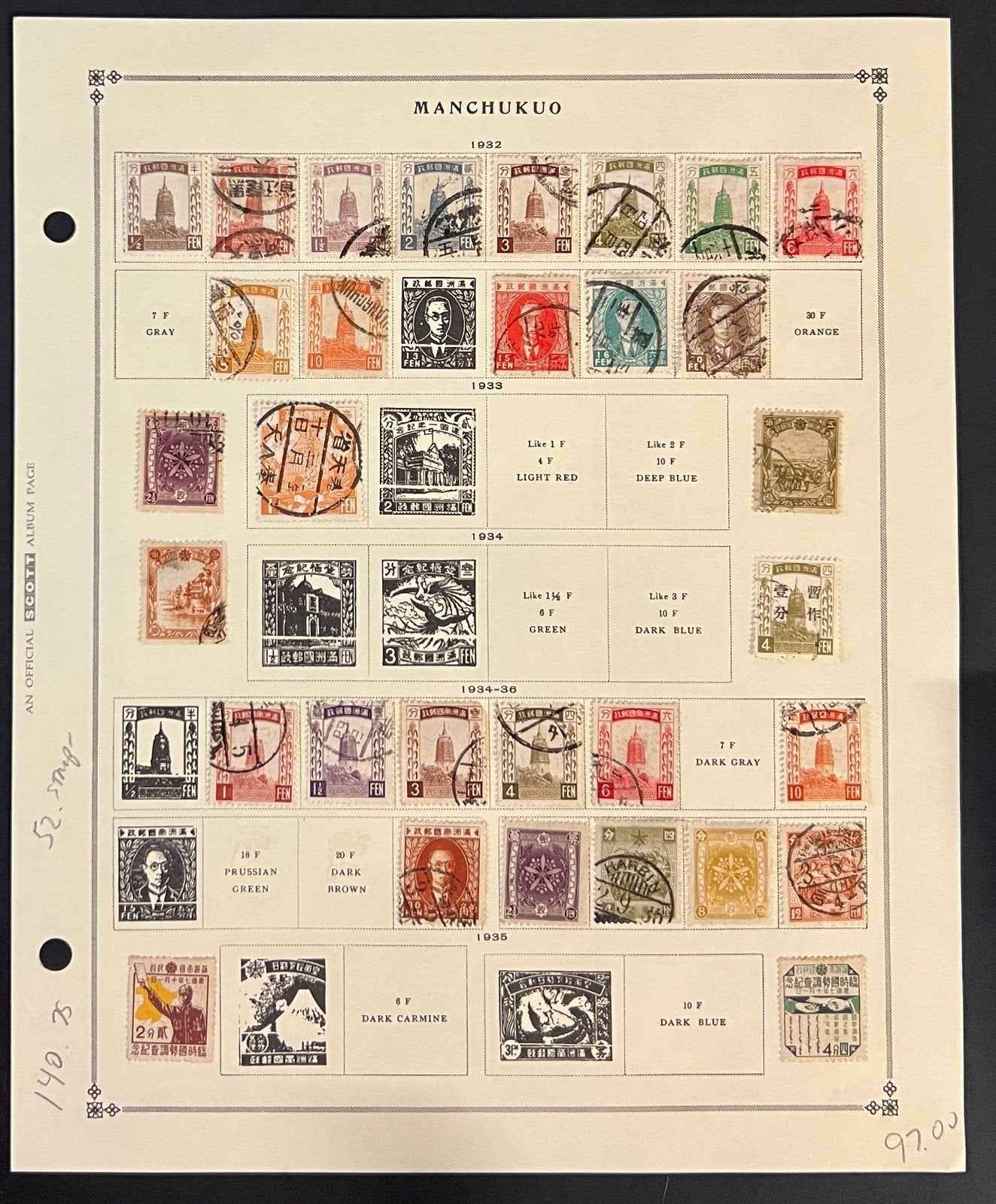 Manchukuo Stamp Collection Pages Mint & Used 1932-1938 ZAYIX