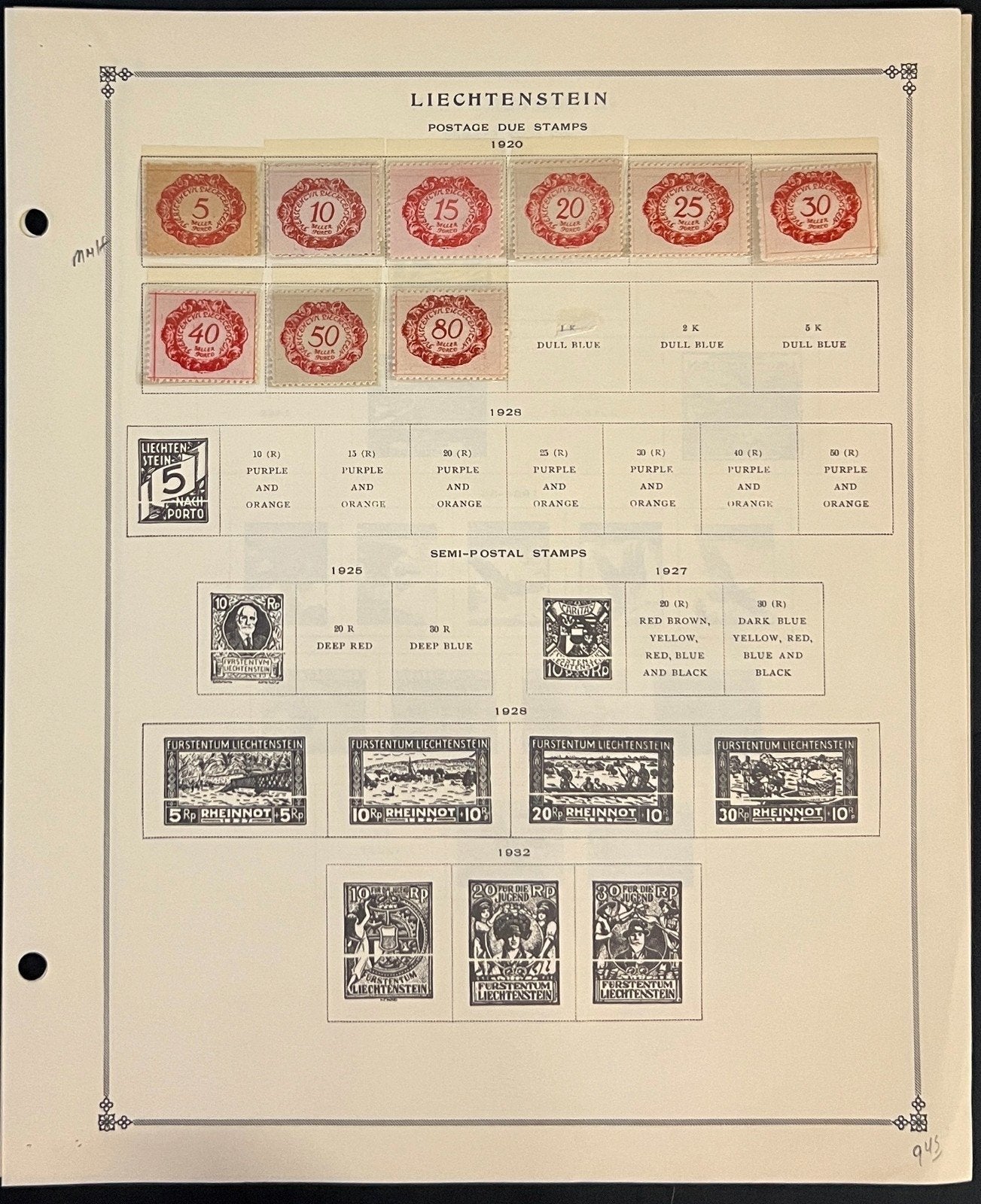 Liechtenstein Stamp Collection Pages Mint & Used 1917-1947 ZAYIX