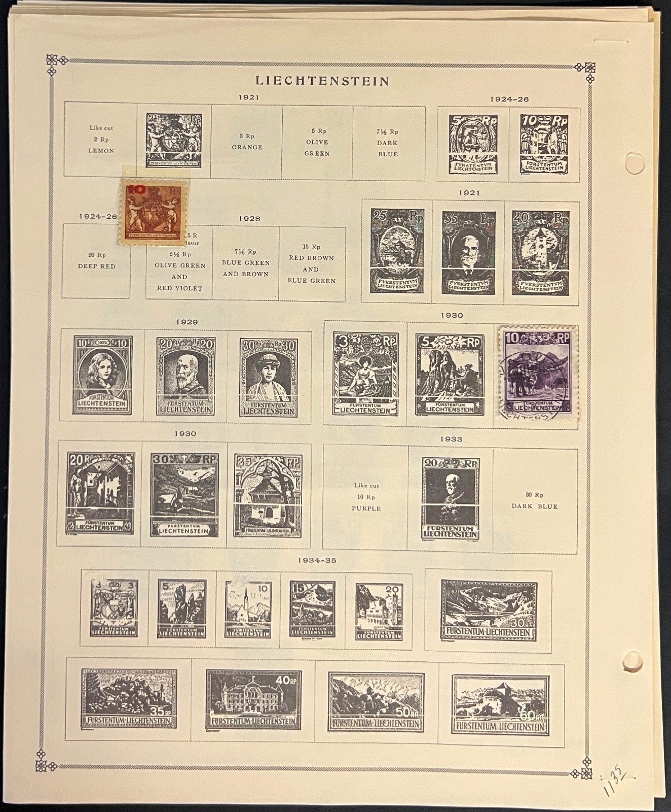 Liechtenstein Stamp Collection Pages Mint & Used 1917-1947 ZAYIX