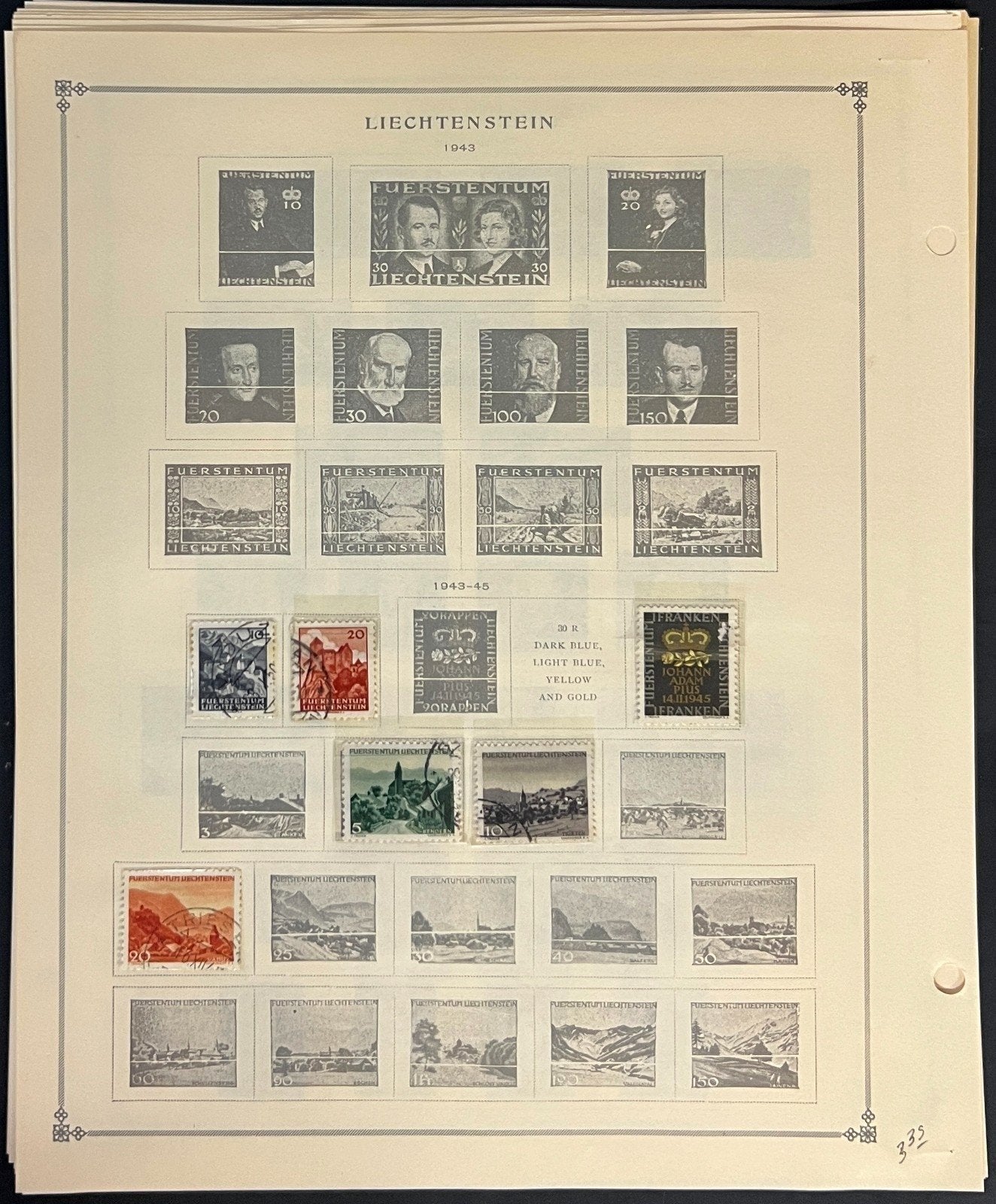 Liechtenstein Stamp Collection Pages Mint & Used 1917-1947 ZAYIX