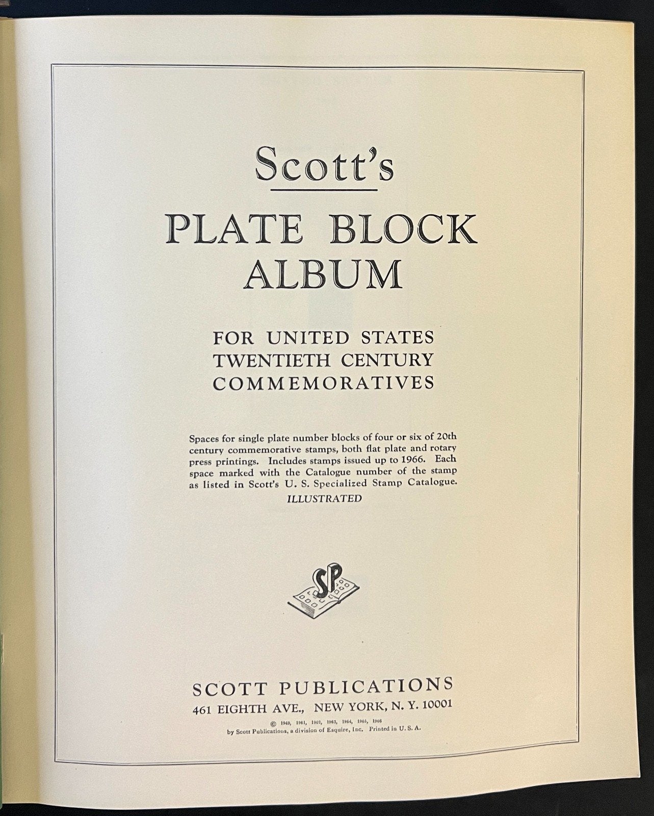 U.S. Plate Block Stamp Album Collection Scott Specialty Binder 1957-1967 ZAYIX