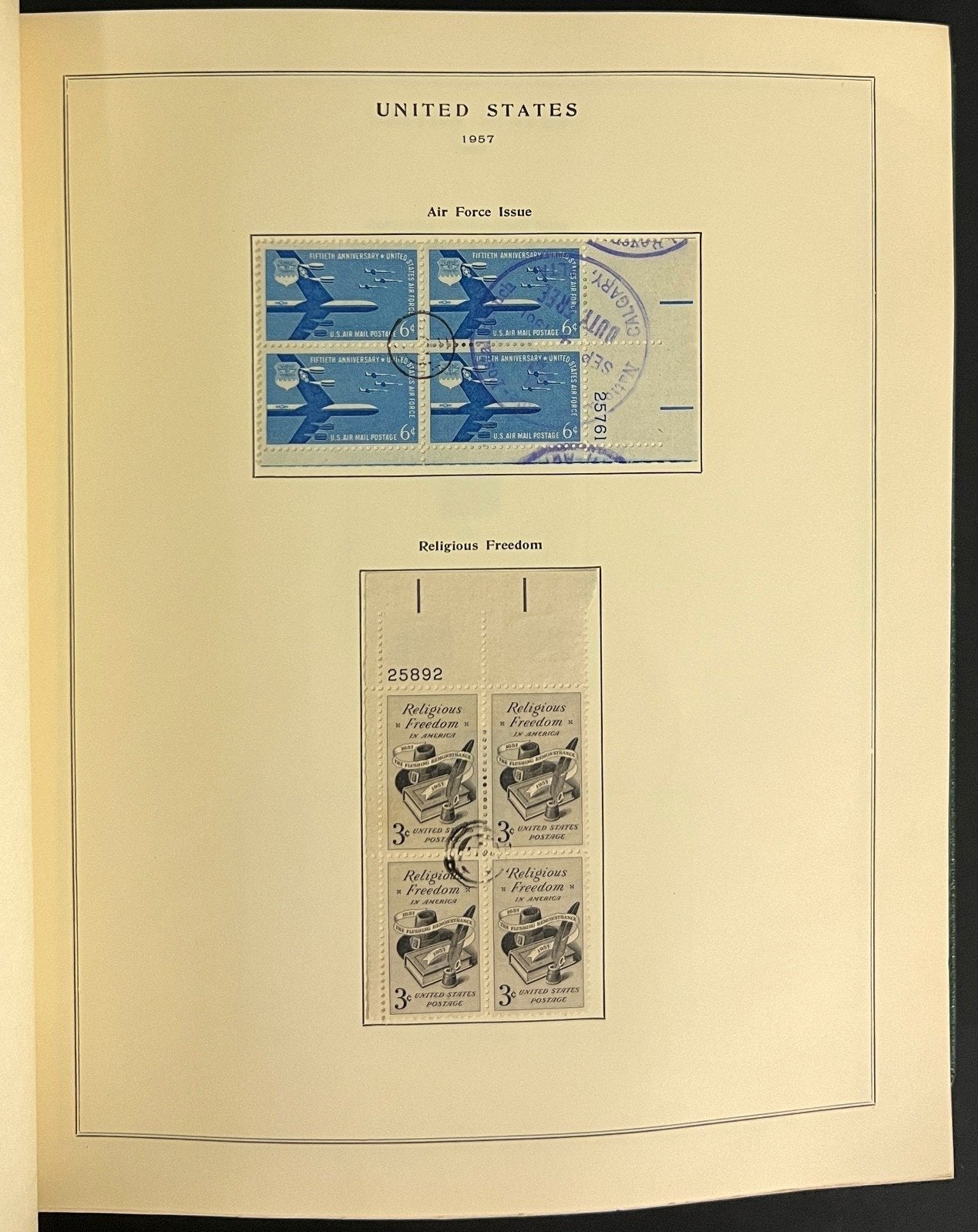 U.S. Plate Block Stamp Album Collection Scott Specialty Binder 1957-1967 ZAYIX