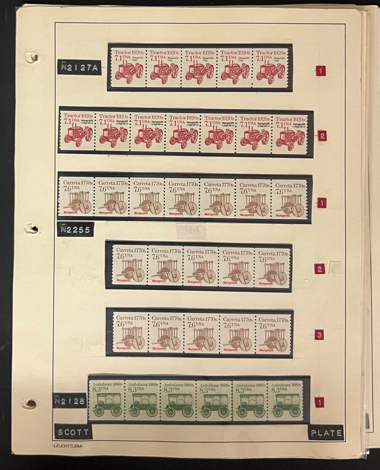 United States Transportation Plate Number Coils PNC Stamp Collection Pages ZAYIX