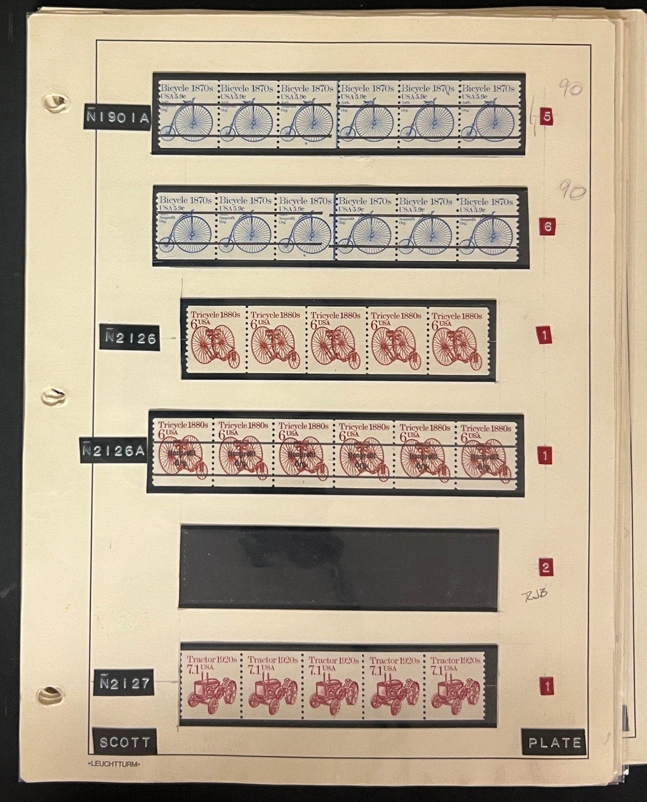 United States Transportation Plate Number Coils PNC Stamp Collection Pages ZAYIX