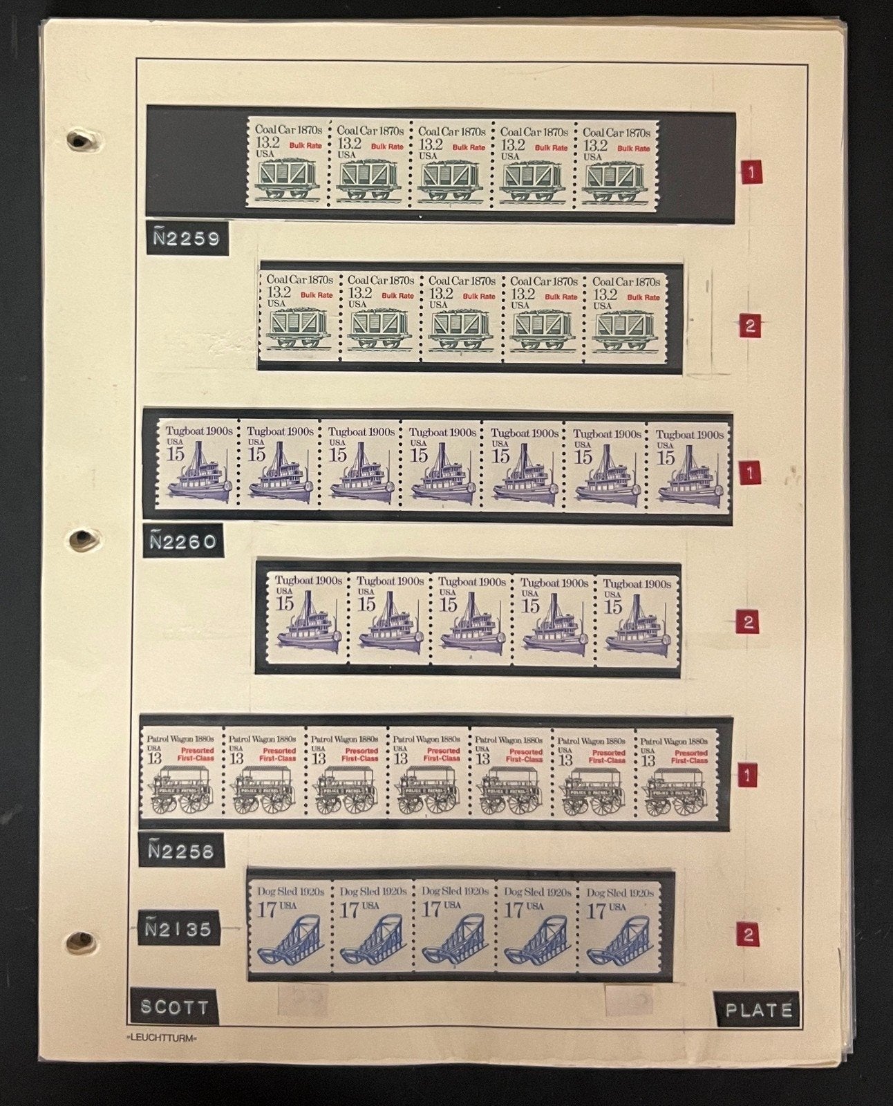 United States Transportation Plate Number Coils PNC Stamp Collection Pages ZAYIX