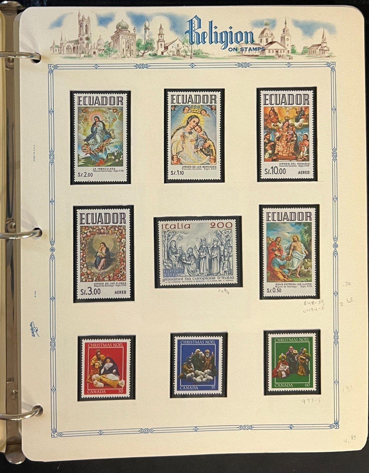World Wide Religion Topicals Stamp Collection Album MNH ZAYIX