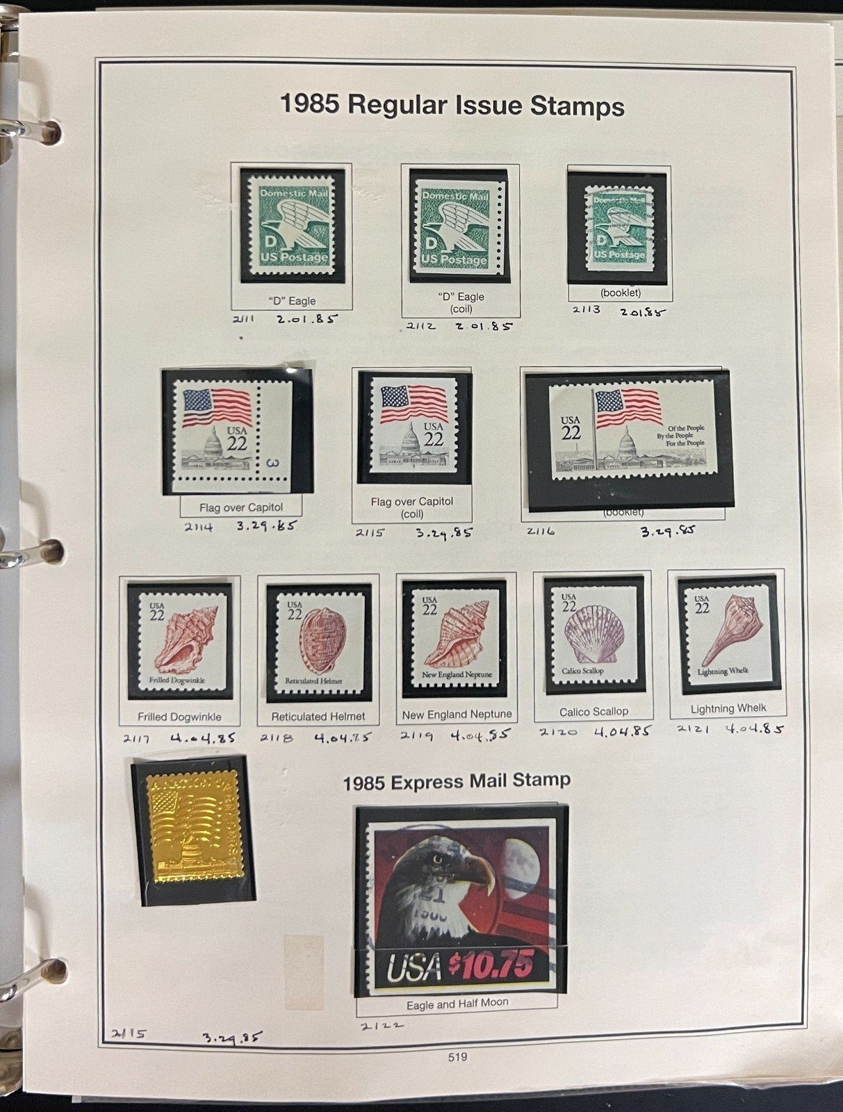 United States 1985-1993 Stamp Collection Mystic Album Mint & Used ZAYIX
