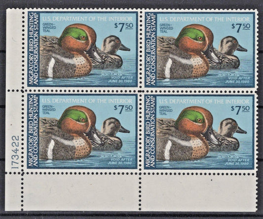 US 1979 Green-Winged Teal Plate Block $7.50 Duck Stamp Scott# RW46 MNH VF ZAYIX