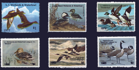 Long Island, NY LIW1-4, 6-7 MNH $2 Waterfowl Conservation Stamps ZAYIX