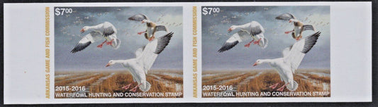 2015 Arkansas $7 Snow Geese Resident Duck Stamp Proof Pair AR-PP35 MNH VF ZAYIX