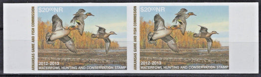 2012 Arkansas Non-Resident Duck Stamp Proof Pair Cotton# AR-PPN32 MNH VF ZAYIX