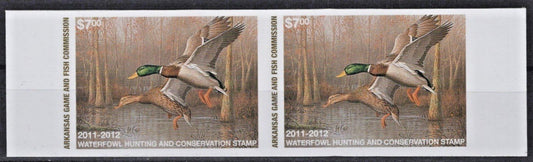 2011 Arkansas $7 Imperf Proof Pair Resident Duck Stamp Cot# AR-PP31 MNH VF ZAYIX