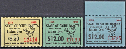 South Dakota 1975-78 Resident Eastern Deer License Stamp Collection MNH VF ZAYIX