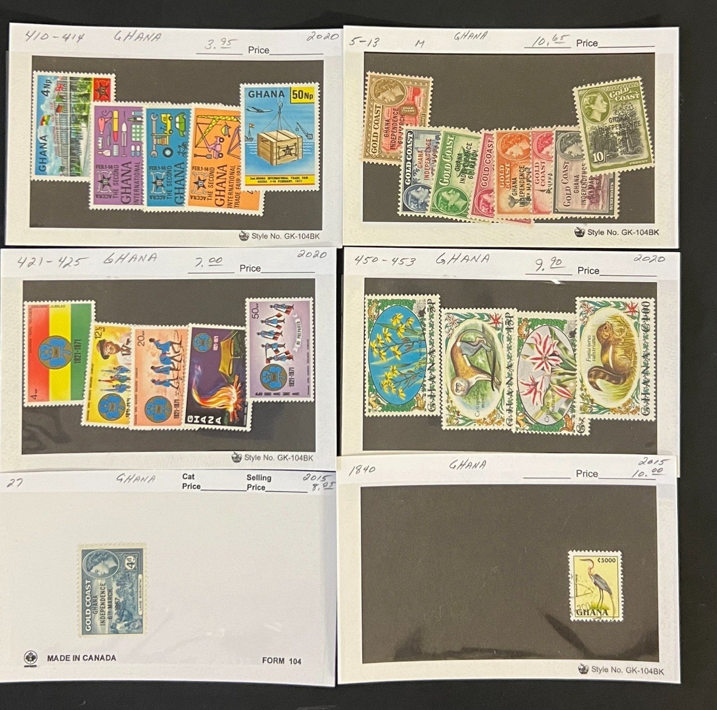 Africa Stamp Collection On Dealer Cards Identified By Scott Catalog ZAYIX