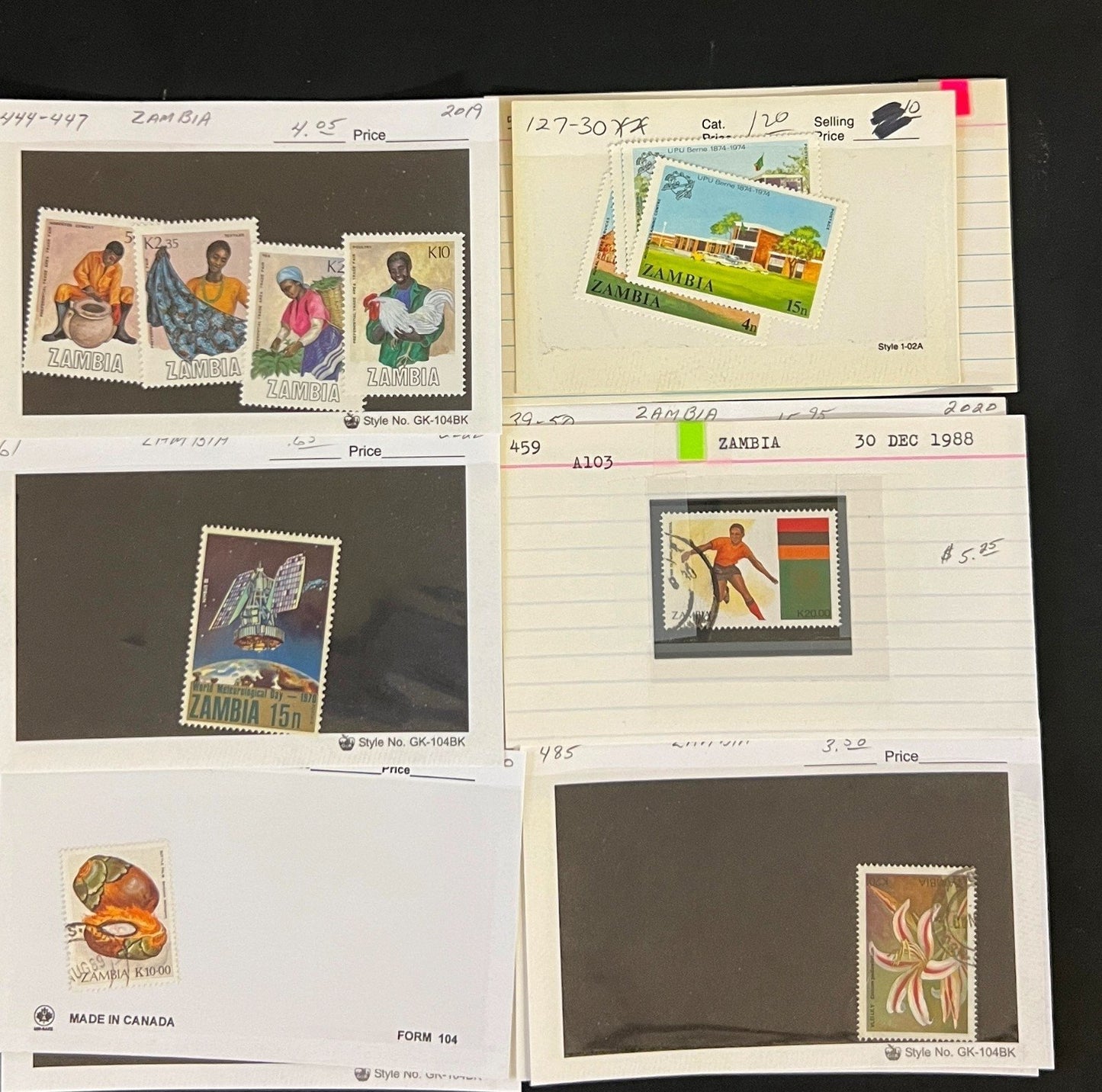 Africa Stamp Collection On Dealer Cards Identified By Scott Catalog ZAYIX