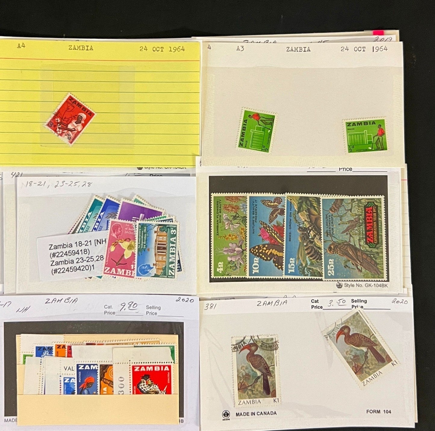 Africa Stamp Collection On Dealer Cards Identified By Scott Catalog ZAYIX