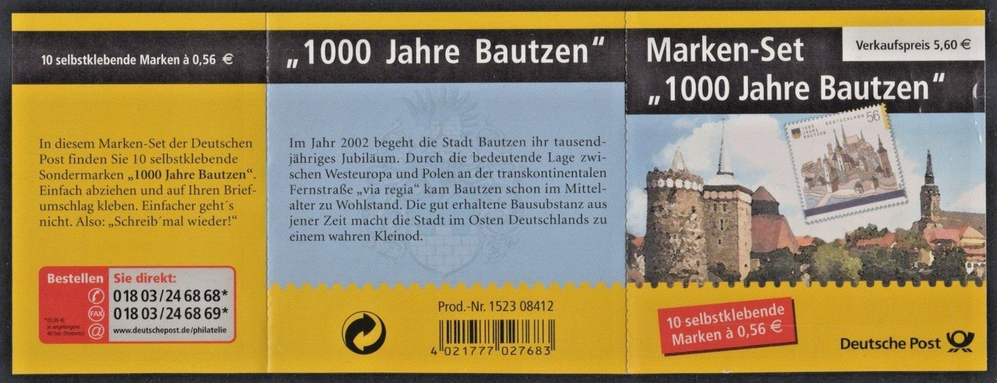 Germany 2002 Bautzen 100th Anniversary Architecture 2146b MNH ZAYIX