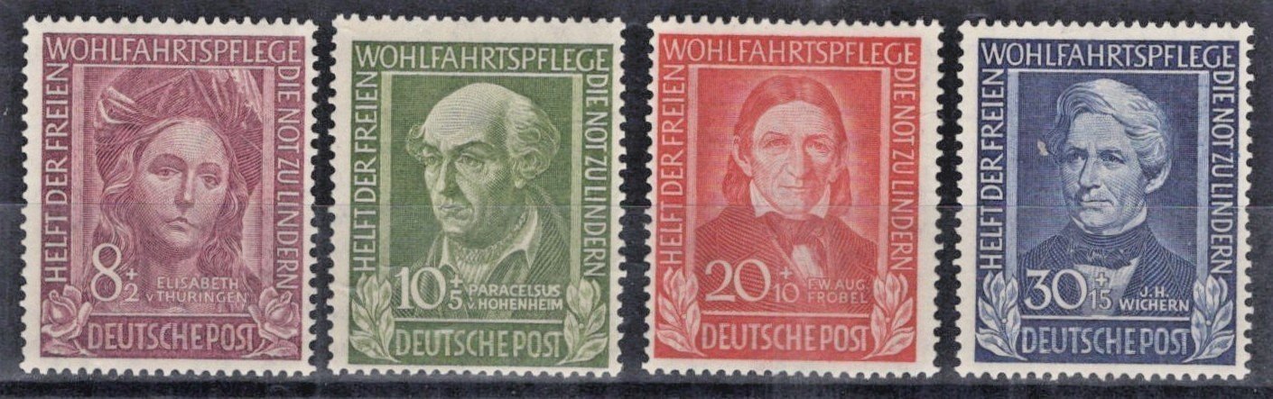Germany 1949 Medical Education Religion Figures Semi-Postal B310-B313 MNH ZAYIX