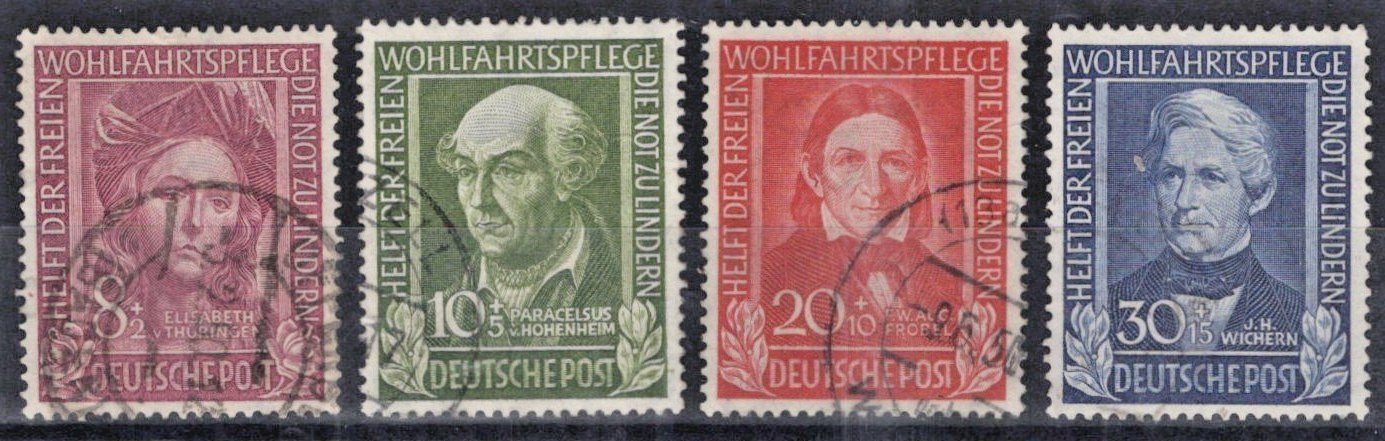 Germany 1949 Education Medical Religion Figures Semi-Postal B310-B313 Used ZAYIX