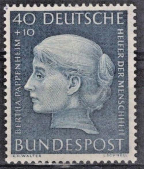 Germany 1954 Portrait of Bertha Pappenheim Semi-Postal B341 MNH ZAYIX