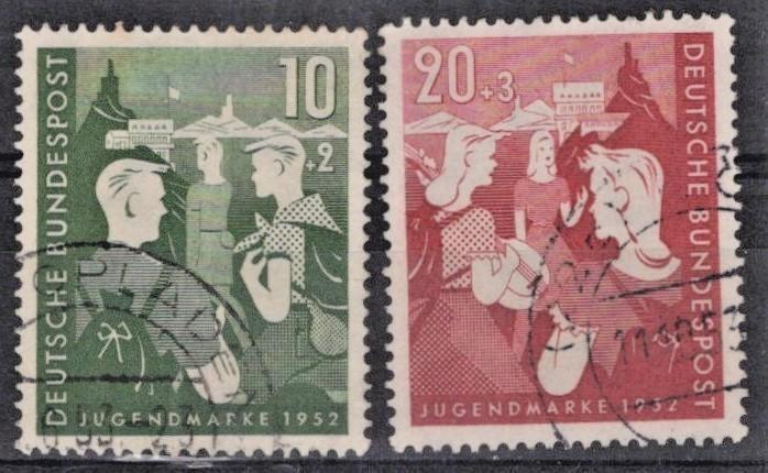 Germany 1952 Boy Hikers & Youth Hostel Semi-Postal B325-B326 Used ZAYIX