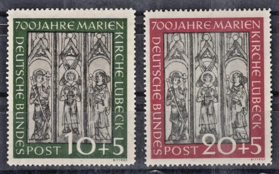 Germany 1951 Frescoes from Marienkirche, Lubeck Semi-Postal B316-B317 MH ZAYIX