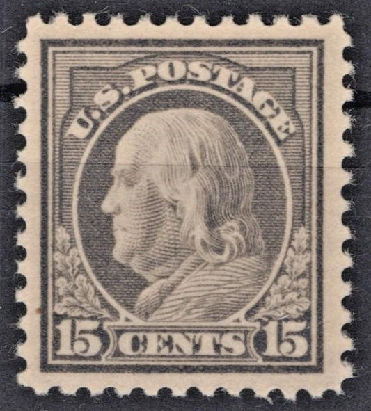US 1917 15c gray Franklin 514 F-VF Flat Plate Printing Perf 11 Unwmk MH ZAYIX