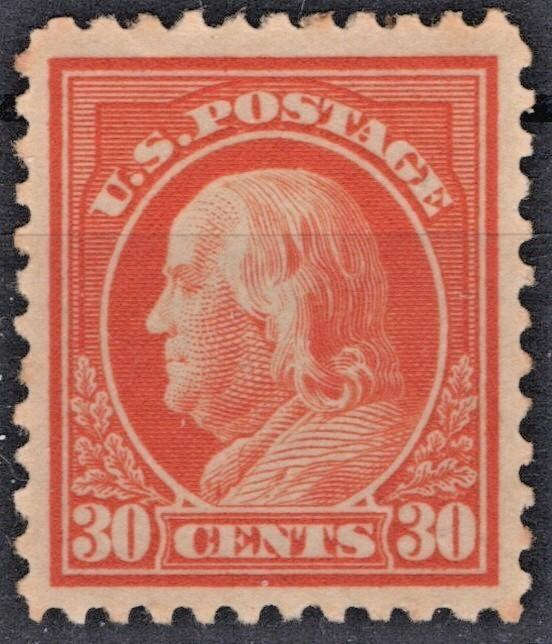 US 1917 30c Franklin 516 F-VF Flat Plate Printing Perf 11 Unwmk MH ZAYIX