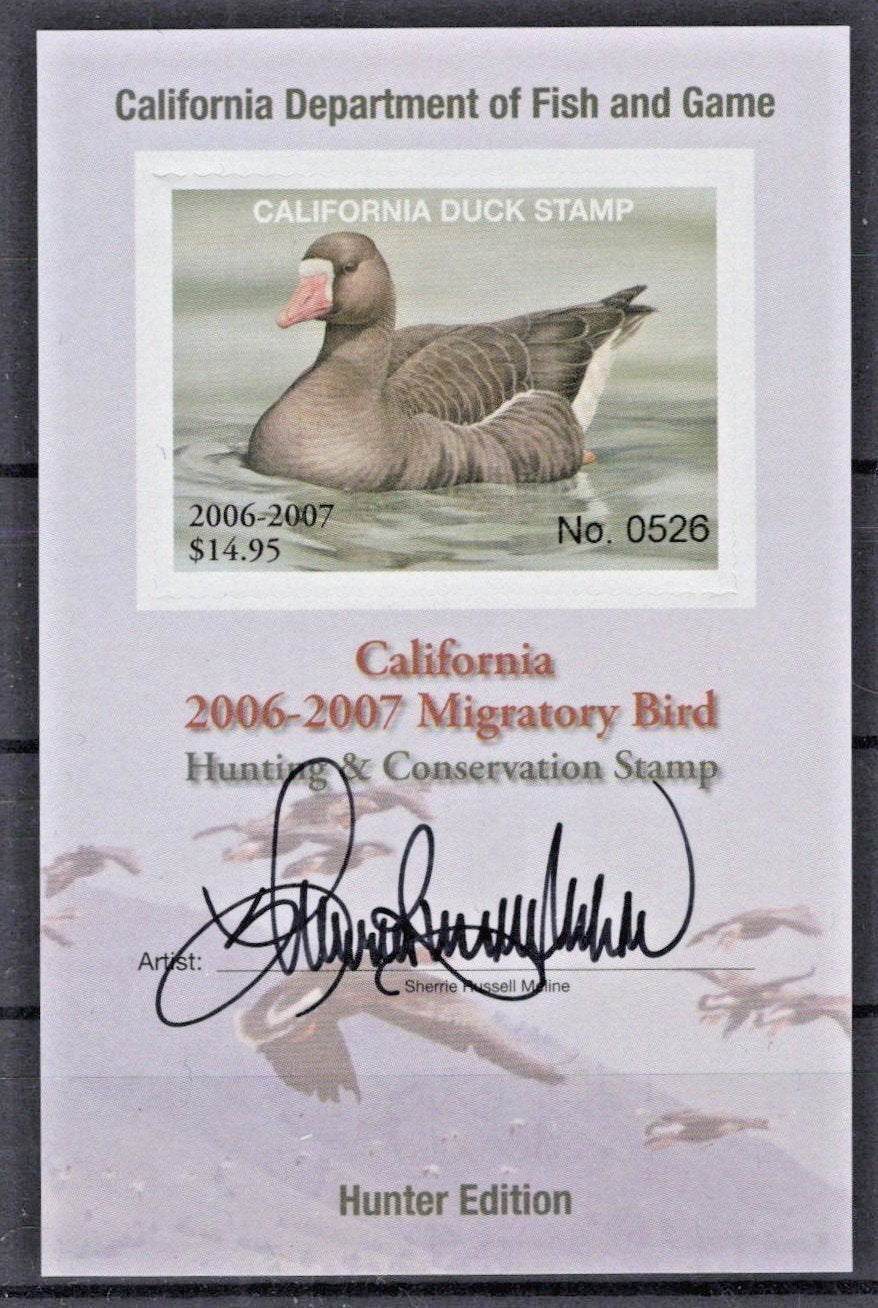 California 2006 Artist Signed Hunter Edition Duck souvenir sheet CA-WM36 ZAYIX