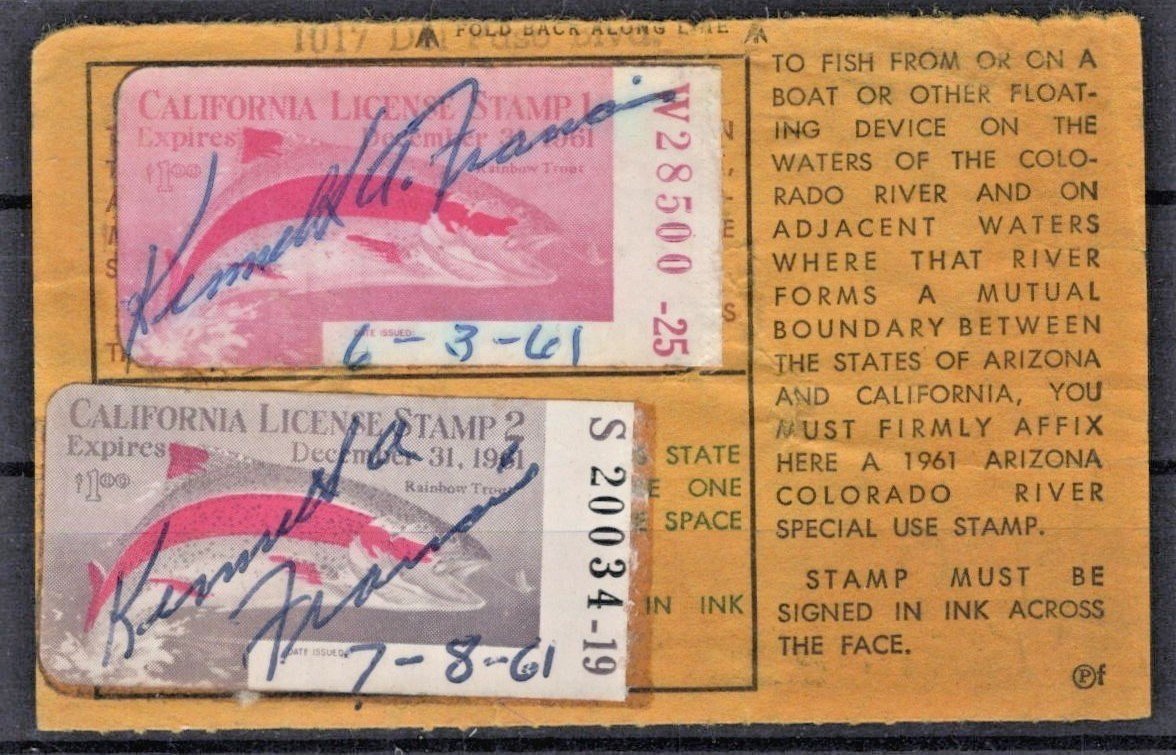 California 1961 Partial Sport Fishing License Stamps Co# CA-F4, F4A Used ZAYIX