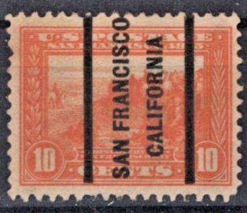 US 1913 10c Panama-Pacific Perf 12 org San Francisco 400A FVF OG Precancel ZAYIX