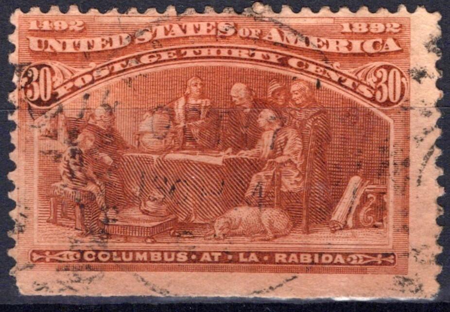 US 1893 30c Columbian Exposition, orange brown, Scott# 239 FVF Used ZAYIX