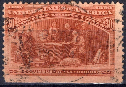 US 1893 30c Columbian Exposition, orange brown, Scott# 239 FVF Used ZAYIX