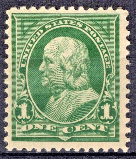 US 1897 1c yellow green Franklin p. 12 D/L Bureau Issue Scott# 279 VF MNH ZAYIX
