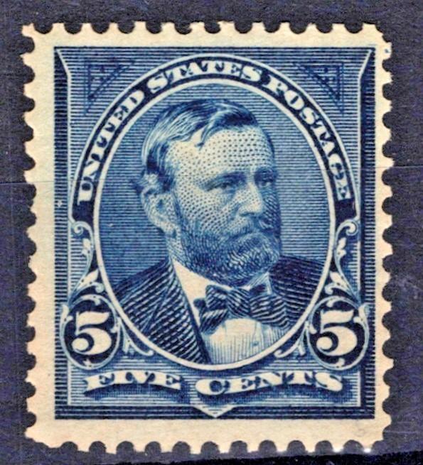 US 1897 5c blue Grant, perf 12, D/L wmk, Scott# 281 F-VF Bureau Issue MNH ZAYIX