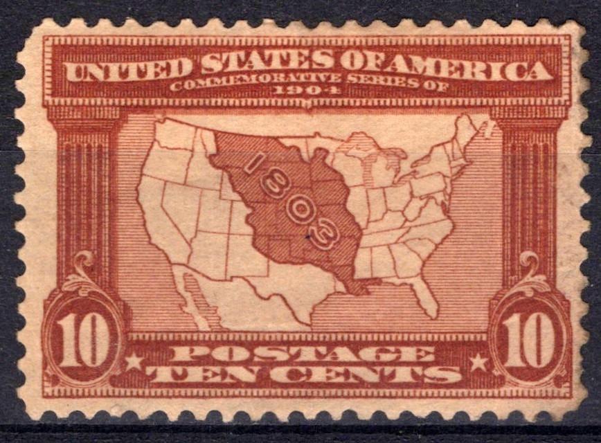 US 1904 10c Map of Louisiana Purchase Scott# 327 F-VF MH Exposition Issue ZAYIX