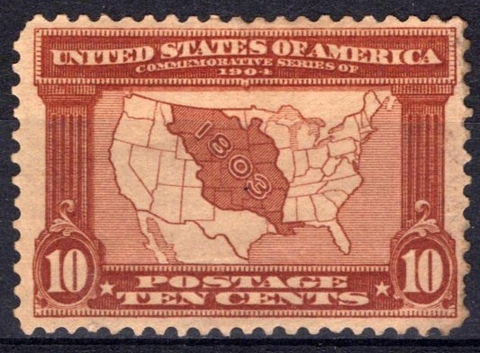 US 1904 10c Map of Louisiana Purchase Scott# 327 F-VF MH Exposition Issue ZAYIX