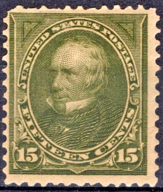 US 1897 15c olive green Pres. Clay Scott# 284 F-VF MH  Bureau Issue ZAYIX