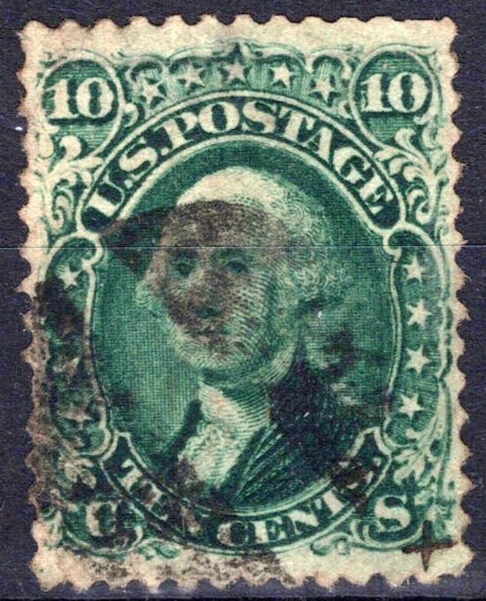 US 1861 10c dark green Washington Scott# 68a VF Used ZAYIX