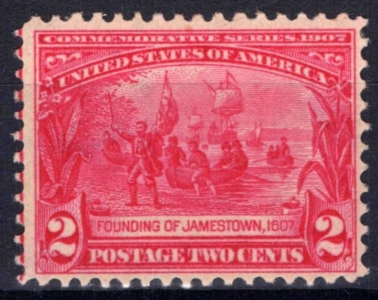 US 1907 2c Founding of Jamestown Scott# 329 F-VF MH  Exposition Issue ZAYIX
